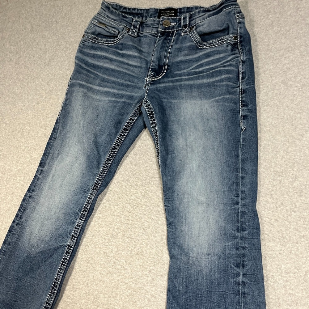 Buckle Black Jeans Mens 30x30 (Fit 30x29) Blue Slim Bootcut Stretch Cowboy Denim - Picture 7 of 13